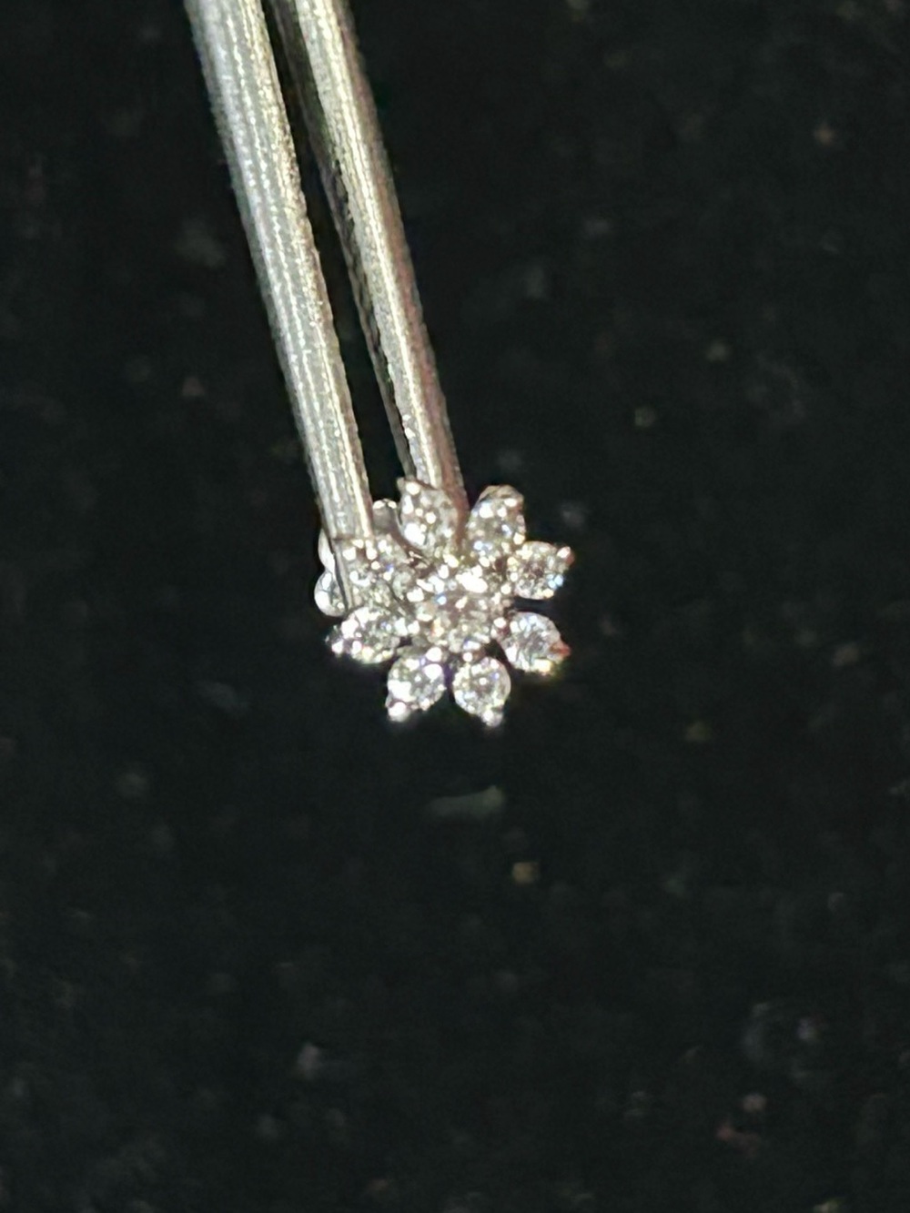 Diamond Floral Stud Earring - Surgical Steel Silver